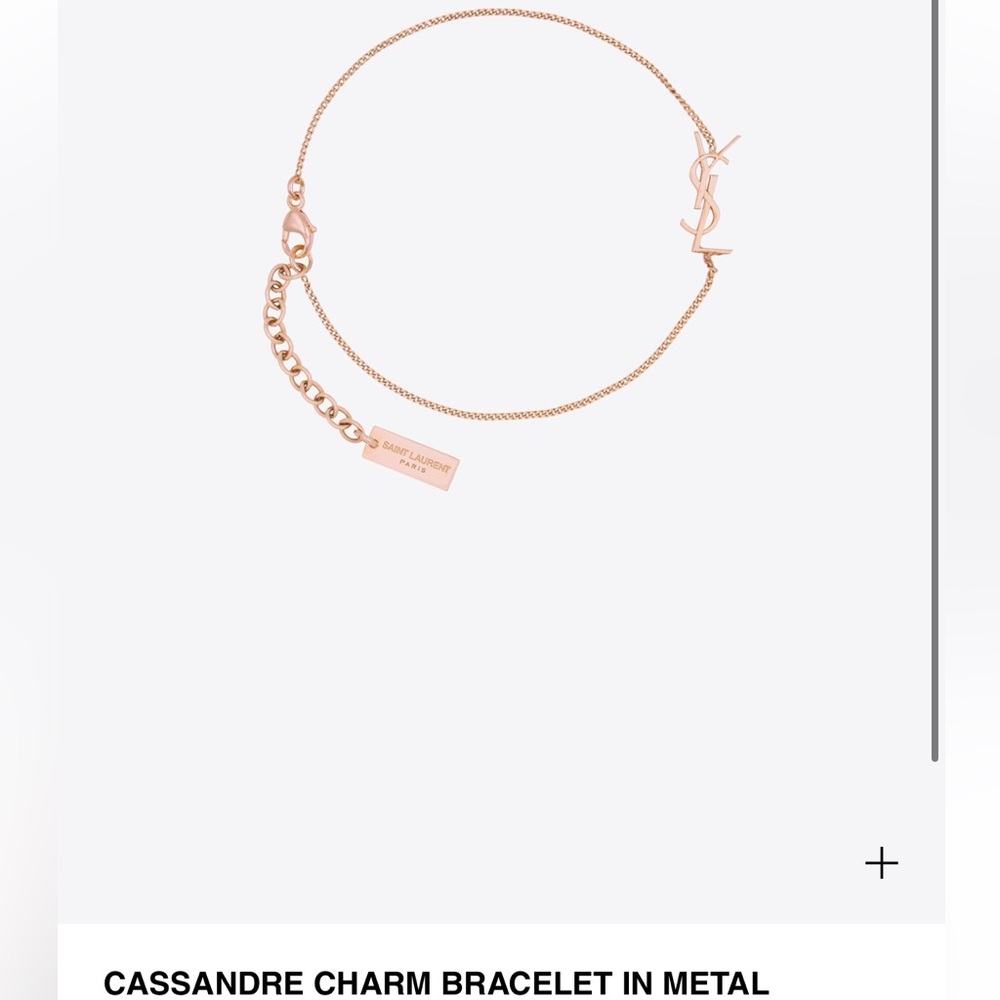 YSL Saint Laurent Cassandre Charm Bracelet in Rose Gold Metal